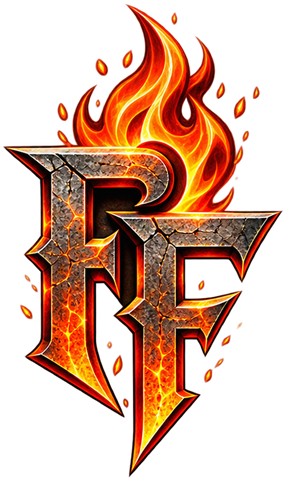 Foulmouth Forge sigil: flaming FF monogram